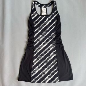 Lola Athletic Stretch BodyCon Ruched Black Activewear Athletic Mini Dress Size S